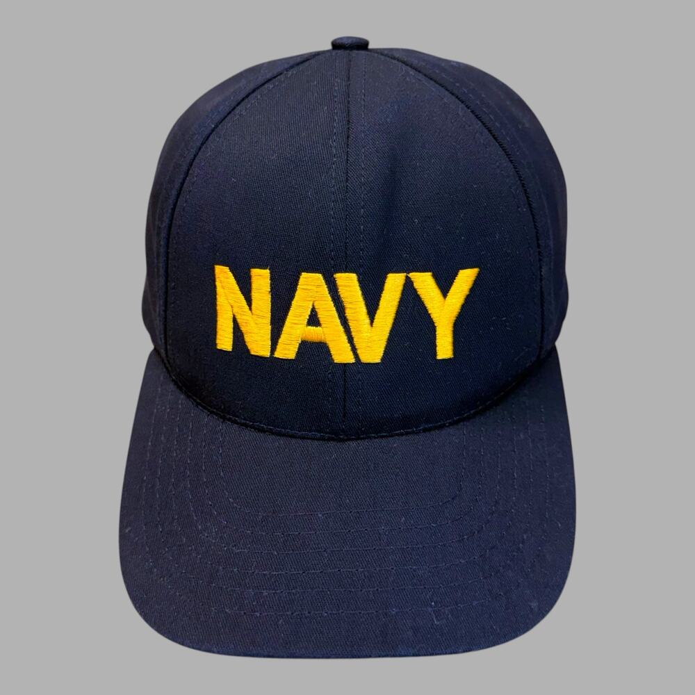 US Navy Military Trucker Hat Vintage USA Snapback Adult OSFA Navy Black Gold